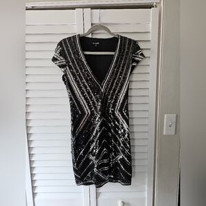 Express, Black And Silver, Sequin Mini Dress, Size Small